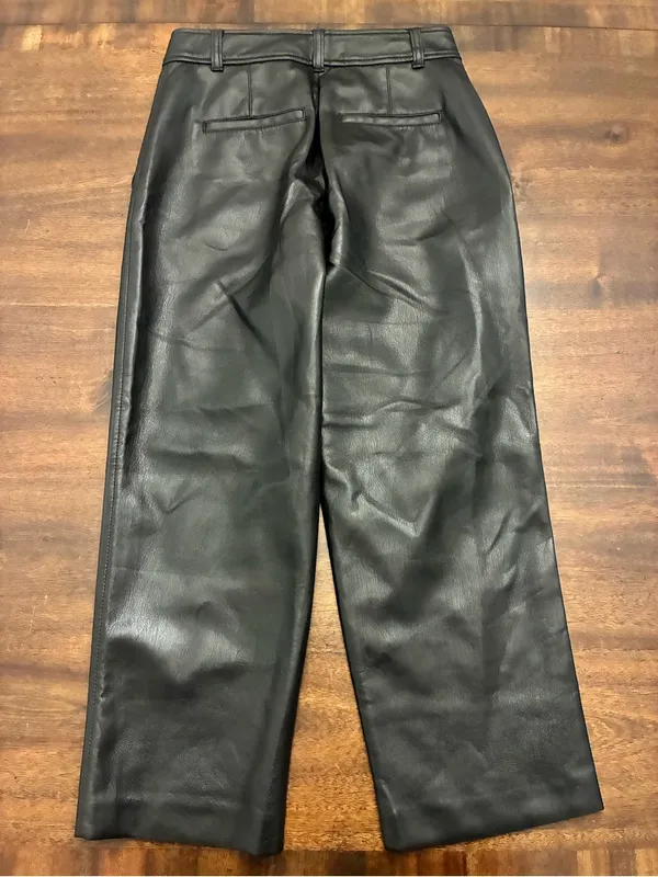 Aritzia Babaton Faux Leather Pants Women’s 2 Black Straight Wide Leg - Image 3