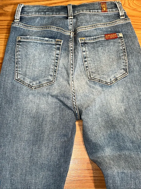 7 for all mankind Classic Blue Straight-Leg Jeans - Image 4