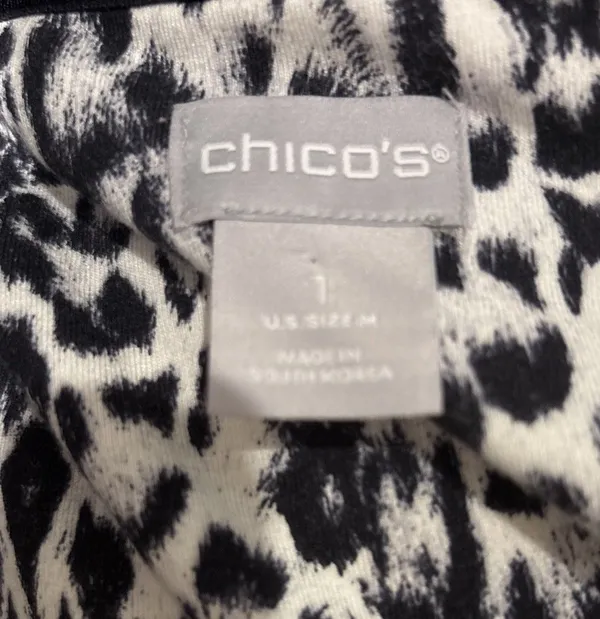 Chico's Animal Print Long Sleeve Blouse Size 1 Or Medium - Image 5