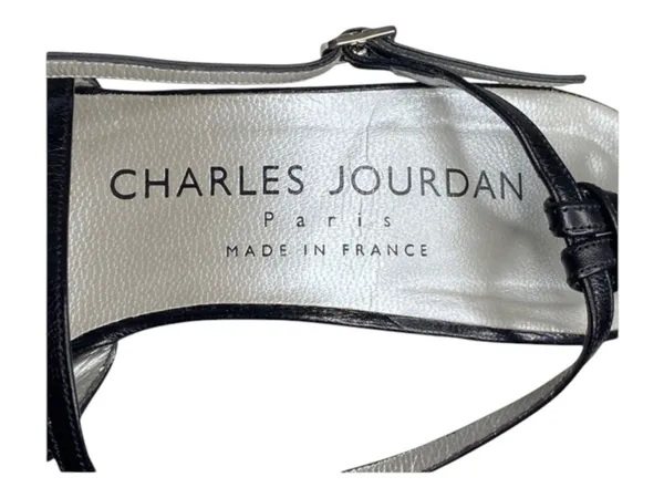 Vintage Luxe: Charles Jourdan  Retro Ankle Strap Heels Sandals  Black Leather - Image 10