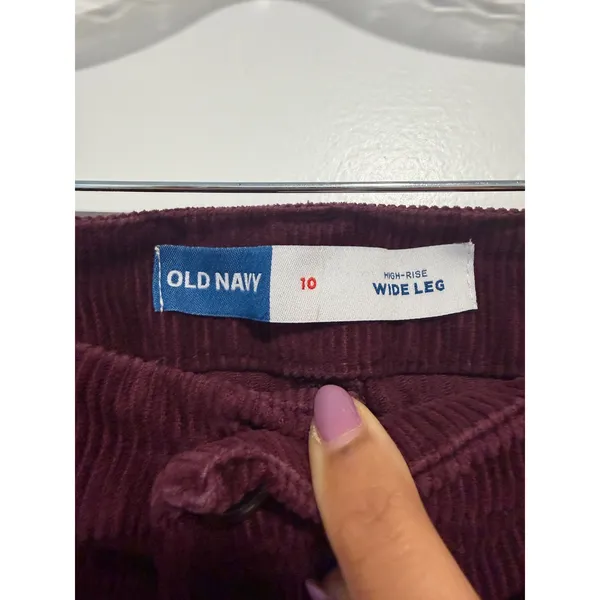 Old Navy Women Burgundy Corduroy High Waisted Wide Leg Pants Maroon Pants 10 - Image 15