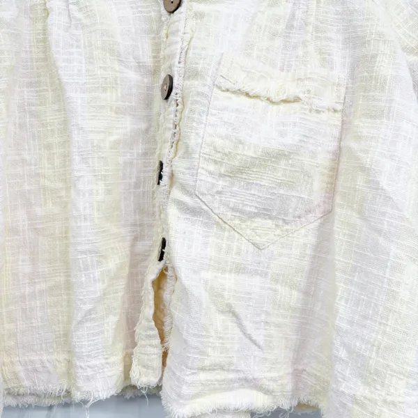 Free People We The Free Womens Away At Sea Linen Blend Boho Striped Crop Button Top Size M - Image 6