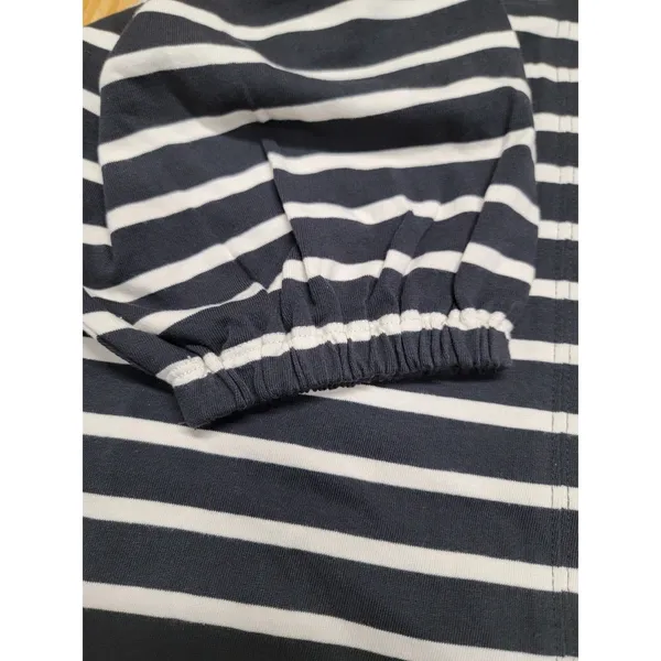 J. Crew Shift Dress Womens Small Black White Striped Knit Puff Sleeve B84 - Image 3