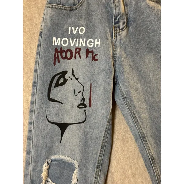Urbanic Graphic Graffiti Jeans Women’s S Y2K Distressed Ripped Streetwear Grunge - Image 14