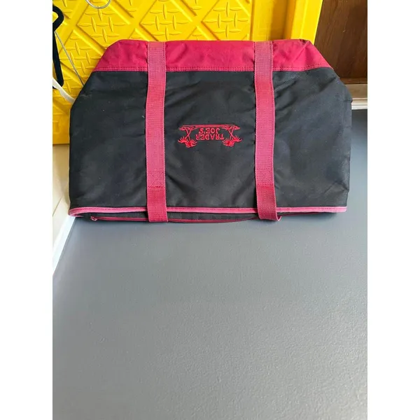 Trader Joe's Reusable Tote Bag Black and Red - Image 2
