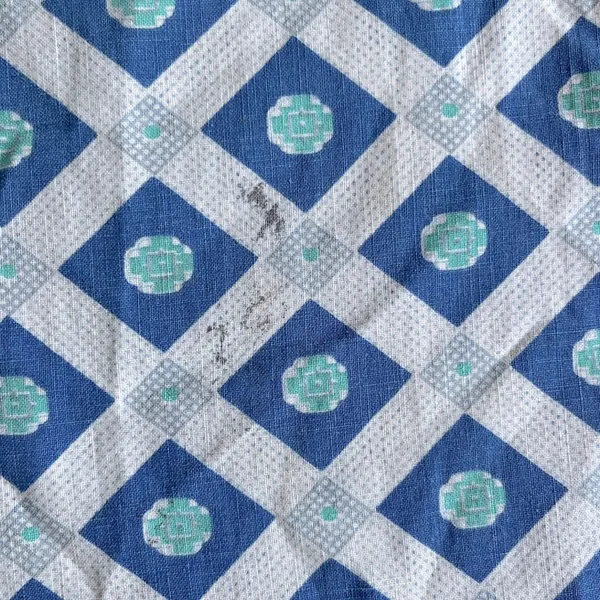 Vintage Apron Family Heirloom Tie Back Waist Blue Geometric Handmade - Image 8