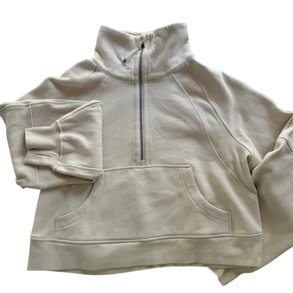Lululemon Scuba Oversized Funnel Neck Sweatshirt Natural Ivory Size M/L Fleece - Image 2