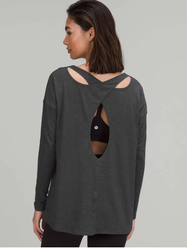 Lululemon Back into it‎ long sleeve shirt pima cotton black 8 - Image 2