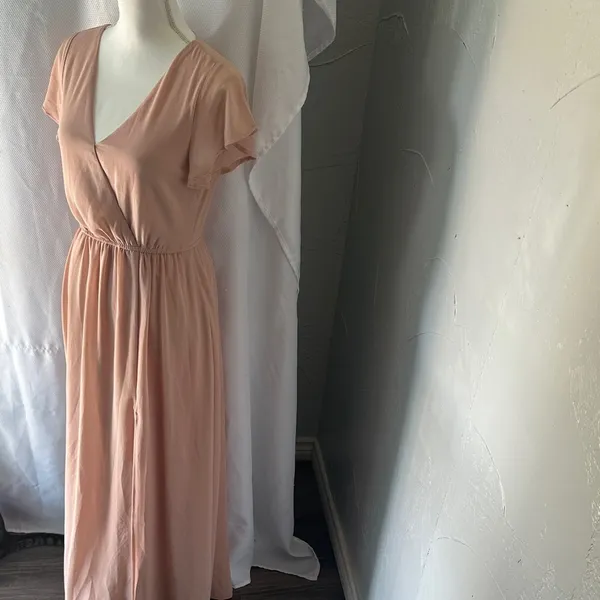 Lulu's Peach V-Neck Maxi Dress - Image 2