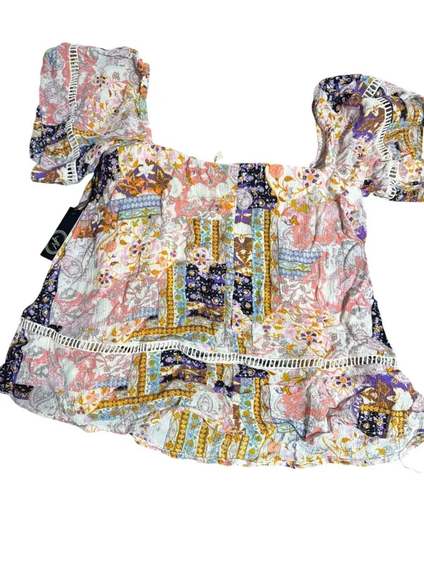 Liberty Love Patchwork Floral Off Shoulder Blouse Cropped Boho Shirt Size S NWT - Image 3