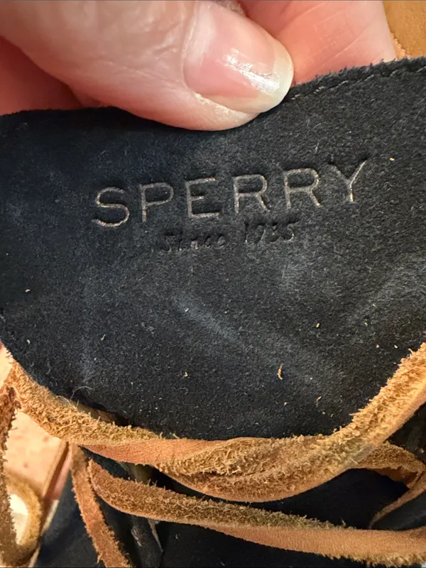 🥾🥾🥾BOGOHO🥾🥾🥾Sperry Black Suede Wedge Ankle Boots with Tan Laces-8 Med - Image 11
