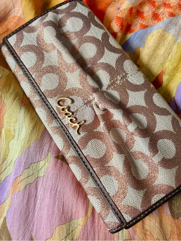 Coach Signature Jacquard Ruched Long Wallet, Glitter Monogram Print, Y2K - Image 2