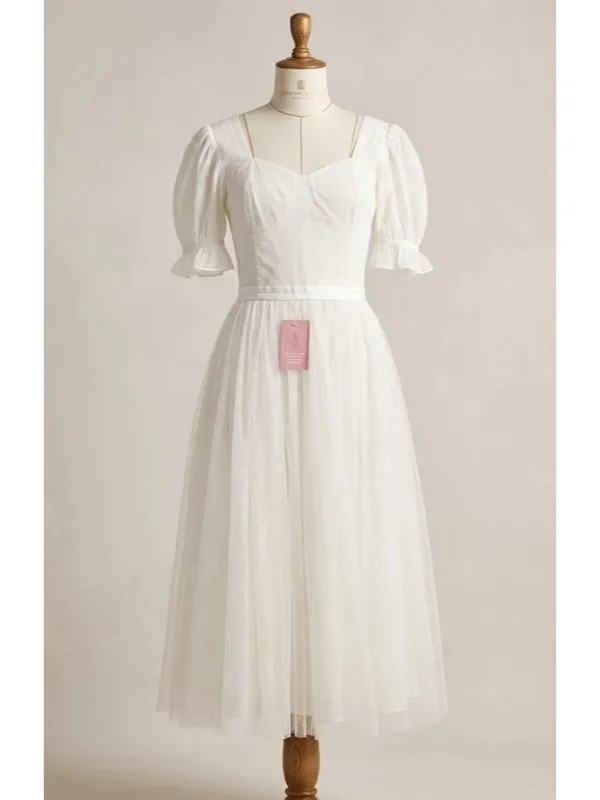 NWT Ivy City Co Ballerina in White Embroidered Tulle Midi Dress 4 Wedding - Image 5