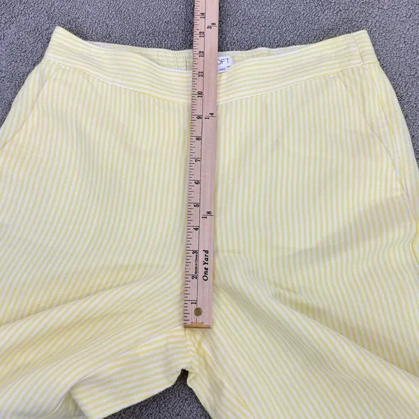 Loft Striped Linen Blend Wide Leg Crop Pants‎ Yellow White Small Lined Preppy - Image 14
