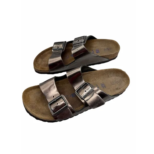 Birkenstock Arizona Metallic Anthracite Leather Double Strap Sandals EU 40 US 9 - Image 11