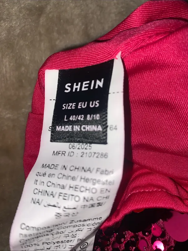 SHEIN Hot Pink Sequin Strapless Crop Top - Image 3