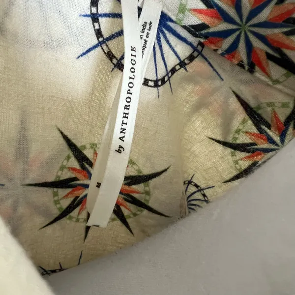 By Anthropologie Linen Blend Top MEDIUM Oversized Bohemian Button Printed Hippie - Image 10