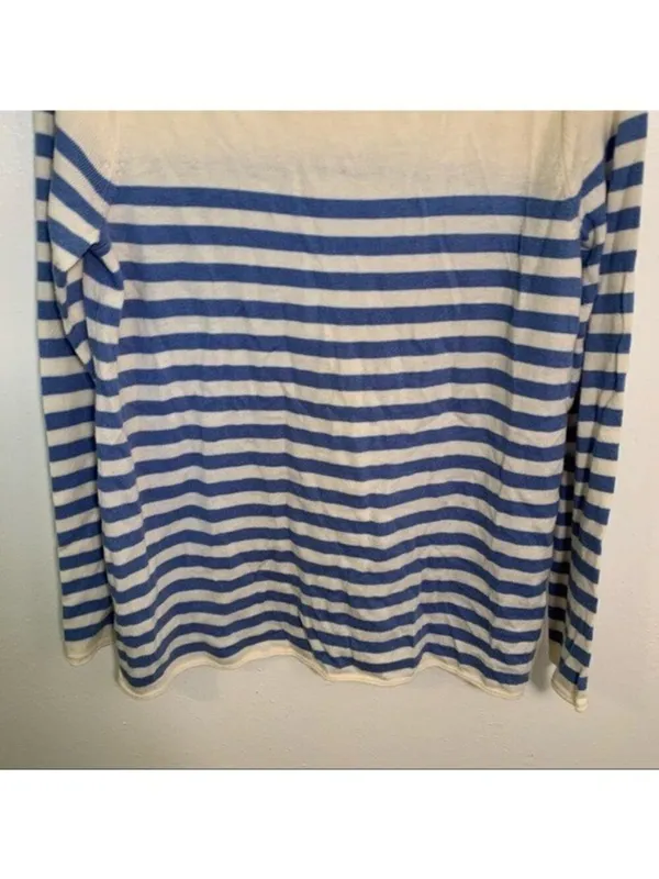 Gap Women's Size Small Boatneck Sweater Moore Blue Stripe Wool Long Sleeve - Image 4