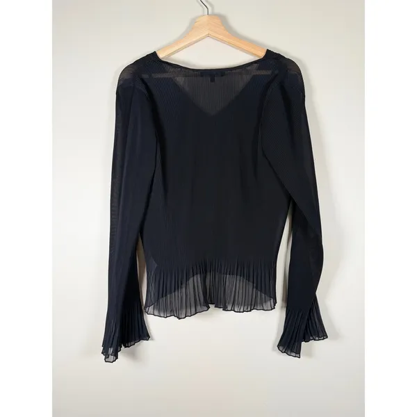 Madewell Pleated V-Neck Bell Sleeve Top Black Womens Medium Camisole‎ Lined goth - Image 4