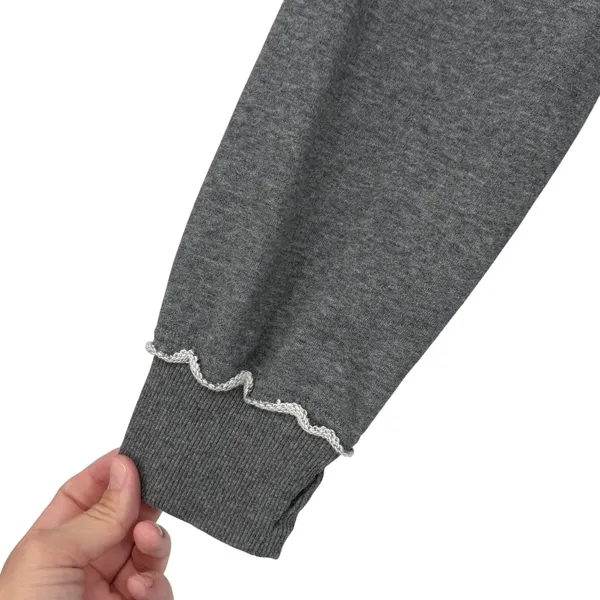 Evereve Womens Gray Raw Edge Exposed Seam Pocket Sweatshirt Size Large L‎ - Image 3