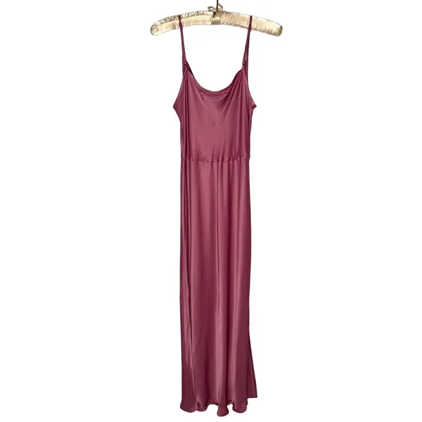 Anthropologie The Elyse Slip Satin Midi Dress Size M Mauve Pink - Image 8