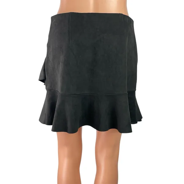 Naked Zebra Women's Black High Waisted Ruffle Tiered Flare Mini Skirt Size M - Image 3
