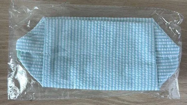 Amazon Light Mint Blue Striped Seersucker Toiletry Makeup Bag - Image 2