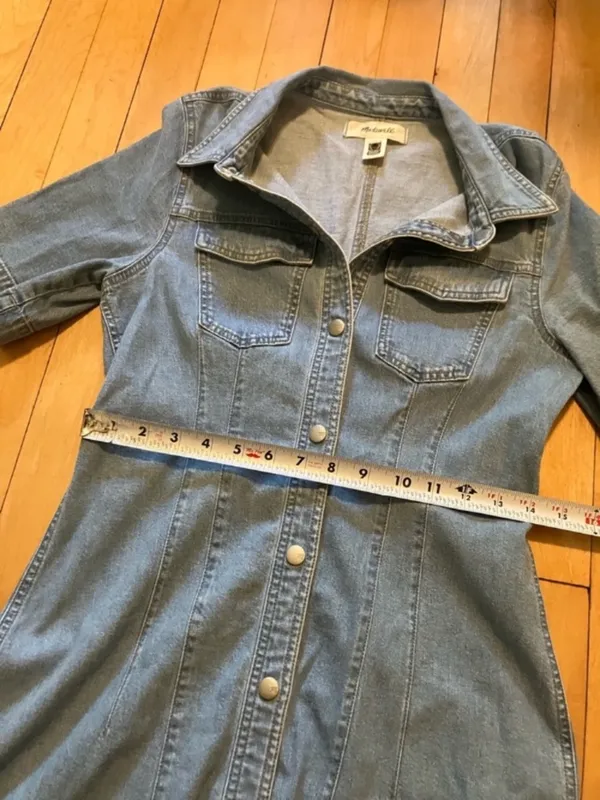 Madewell Chambray Denim Snap Front Dress Size 2 - Image 8