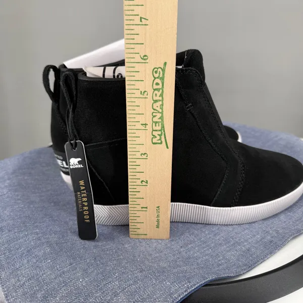 Sorel Out N About Pull-On Wedge‎ Sneaker Women 7 Black Waterproof Suede Bootie - Image 8