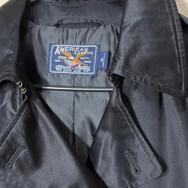 American Living Women's Black Double‎ Breasted Trench Coat Belted Size M - Image 6