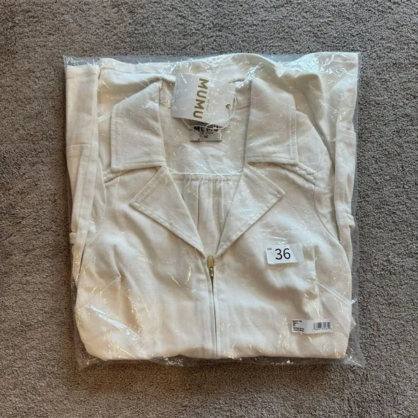 Show Me Your MuMu Outlaw Pearly White Denim Dress Pearly White NWT Retail $139 - Image 6