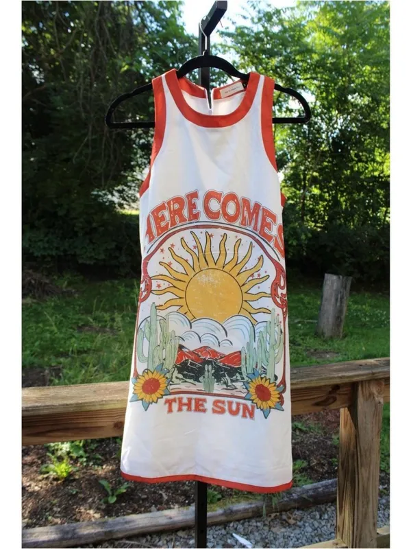 Nice To Meet You “Here Comes The Sun” Graphic Mini Dress | Size L - Image 2
