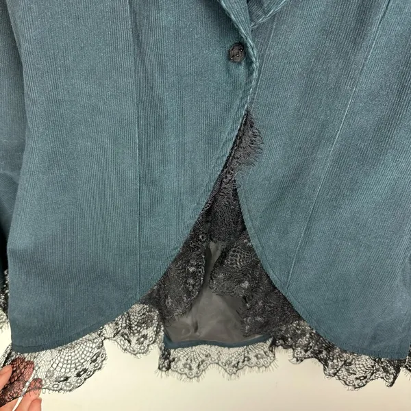 The Pyramid Collection Corduroy Corset Lace Up Jacket Sz Small Lace Trim - Image 11