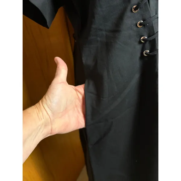 Exquise Anthropologie Tobie Tie-Waist Shirt Dress Black Lace Up Corset Detail - Image 5
