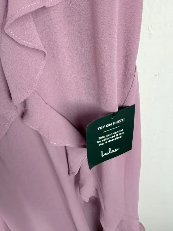 NWT Lulus Fancy Sweetness Lavender Ruffled Lace-Up Sleeveless Maxi Dress XXS - Image 6
