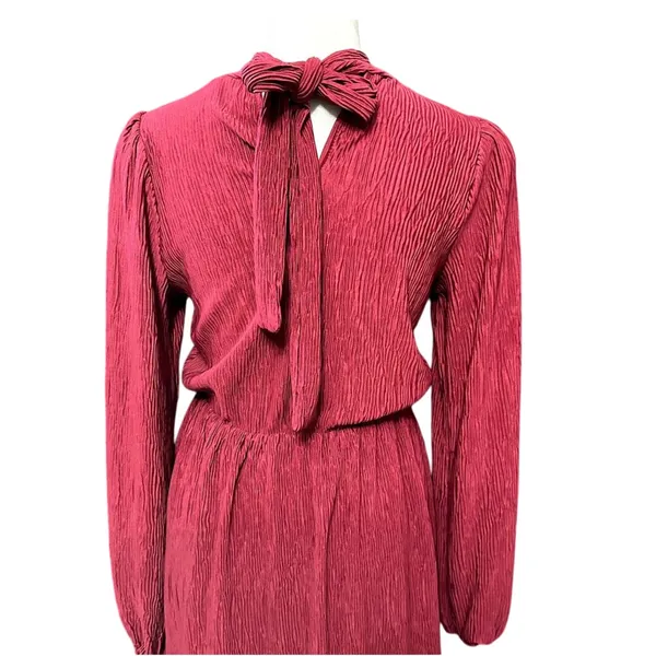 Floret Studios Women's Red Pleated Long Sleeve Mini Dress M NWOT - Image 6