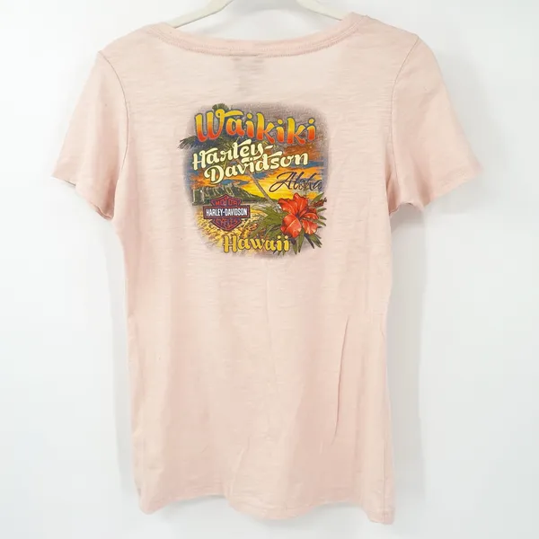 Harley Davidson Motorcycles Womens Waikiki Hawaii Graphic Print T Shirt Size M‎ - Image 8