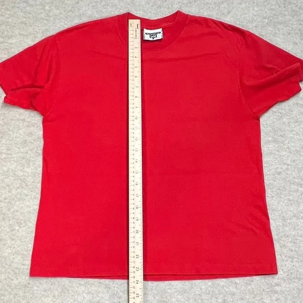 Vintage Lee Total Cotton T-Shirt Red Made in‎ USA Single Stitch Crewneck Medium - Image 6