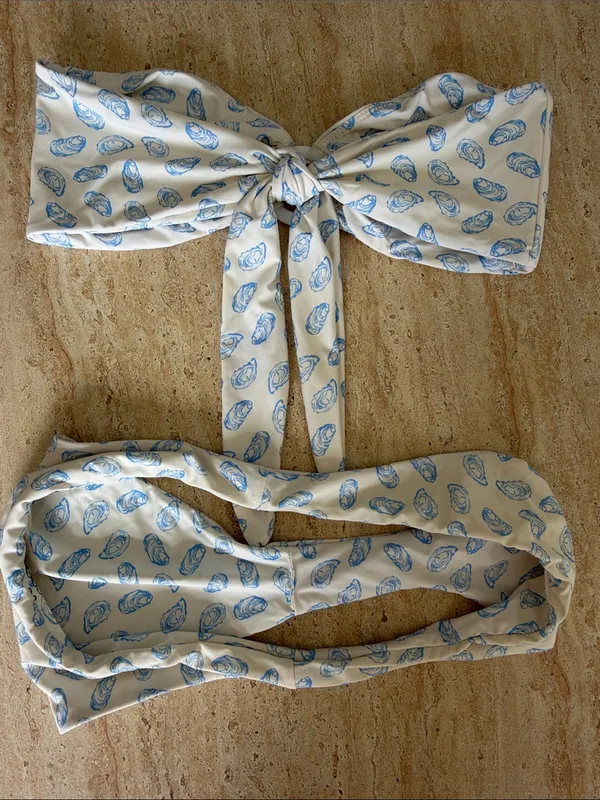 Toasted Coconut Oyster Print Strapless Top & Bottom - Image 5