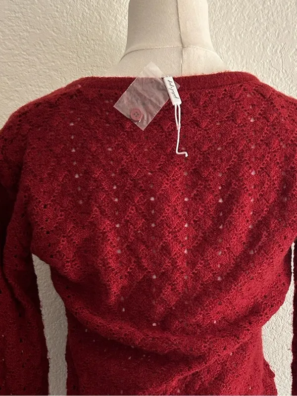 Petal & Pup delicate pointelle knit design Cardigan Sweater, Rust, Small, NWT - Image 3