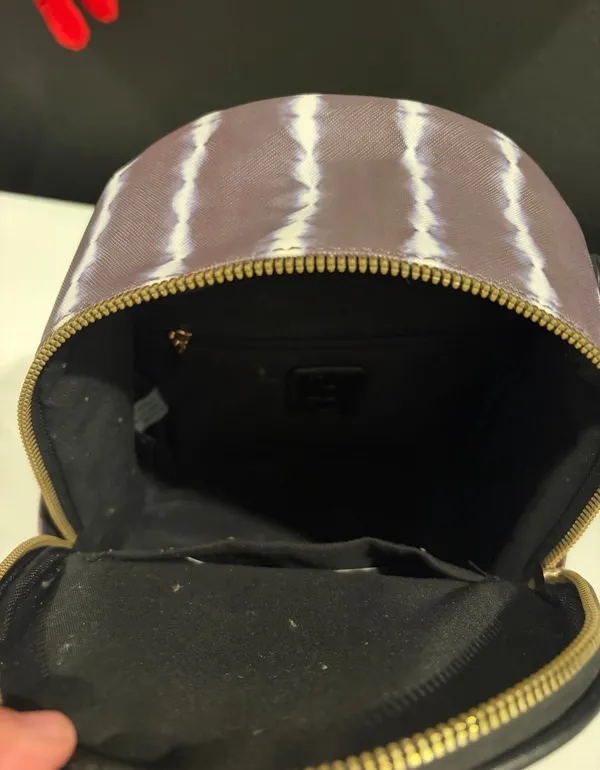 Grey Women’s Mini Backpack Mini Bag Wavy Stripes Black EUC Purple - Image 5