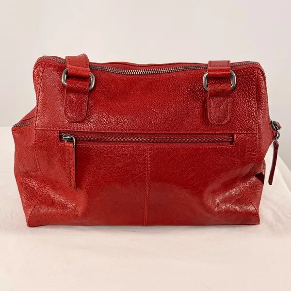 Spikes‎ & Sparrow Leather Zip Satchel Bag Purse in Red - Image 2