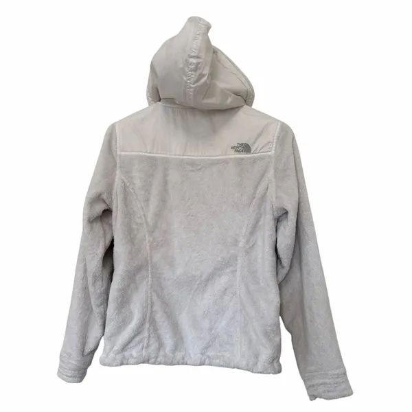 The North Face White Fuzzy Full Zip Hooded Jacket Sz S - Image 4