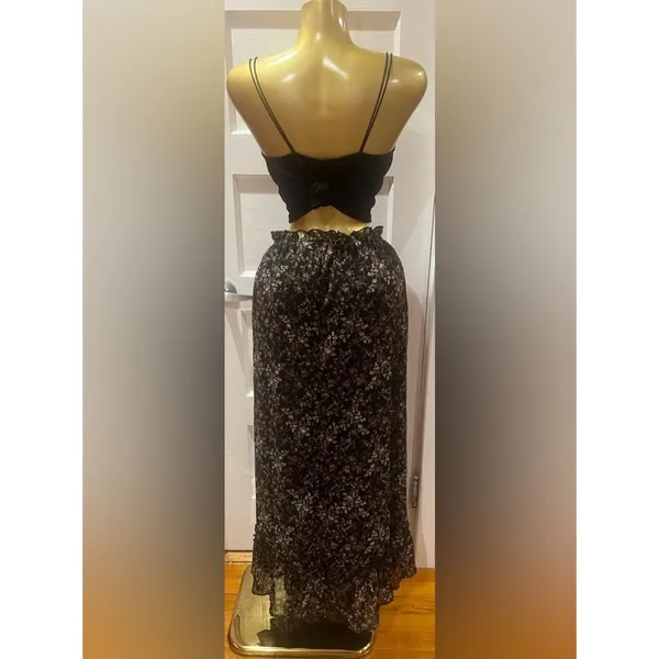 Thirty/Thirty floral print maxi skirt elasticized ruffled waistline Size Xs - Image 2