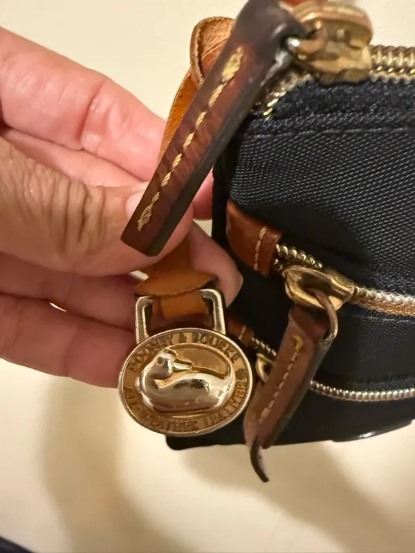 Dooney & Bourke Black Nylon Crossbody with Brown Leather Trim and Gold Hardware - Image 3