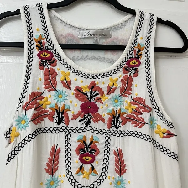 Lovers + Friends Embroidered Sz S Boho Festival Beachy Floral Cottagecore Hippie - Image 3