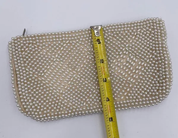 Vintage Miranda Made in Japan Pearl Beaded Clutch Evening Bag Mid Century 1950s - Image 8