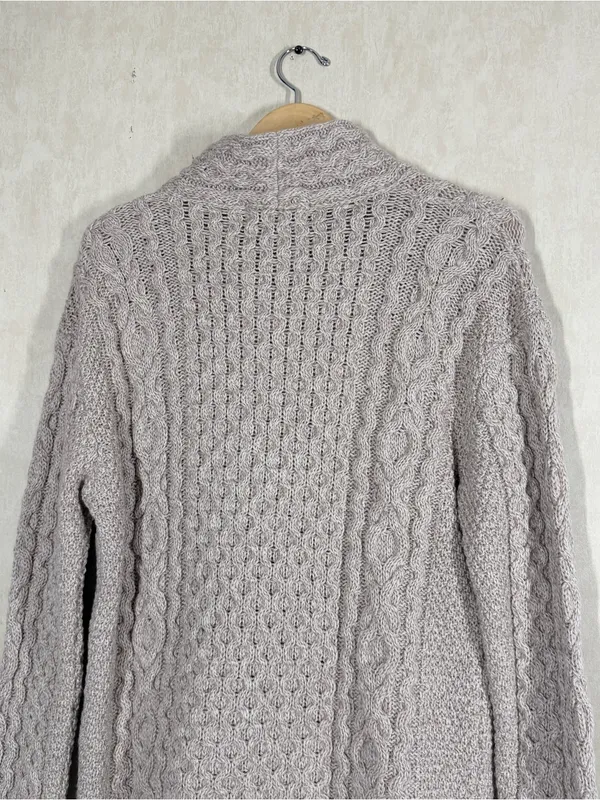 Boston Irish 100% New Merino Wool Asymmetrical Side Zip Cable Knit Sweater L - Image 5