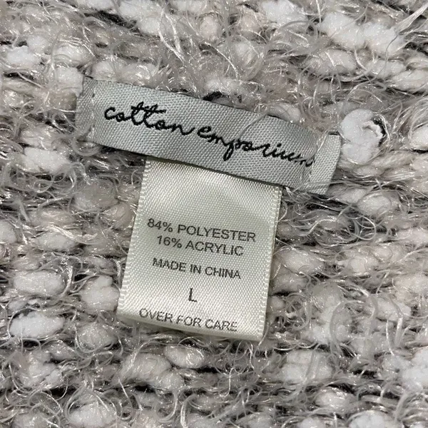 Cotton Emporium Womens Fuzzy Knit Open Pockets Cardigan Sweater Ivory Size Large - Image 5