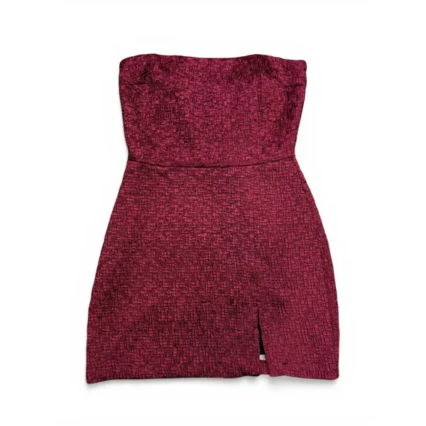 New! Amanda Uprichard Arely Strapless Mini Dress Burgundy Side Slit Size‎ Small - Image 5